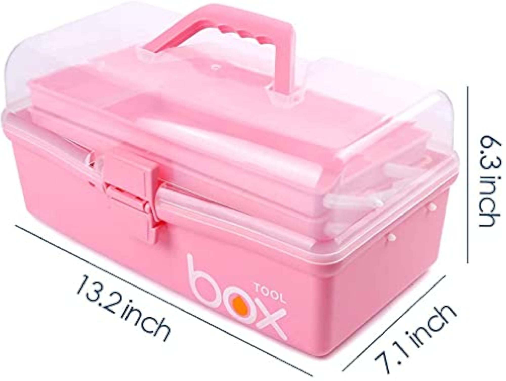 Multi-Purpose 3-Layer Toolbox with Tray, 13.2 Inch